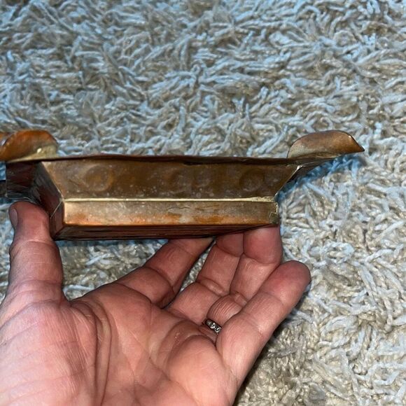 VINTAGE CIASA BRASS COPPER ASHTRAY WITH TILE CENTER - Picture 5 of 11